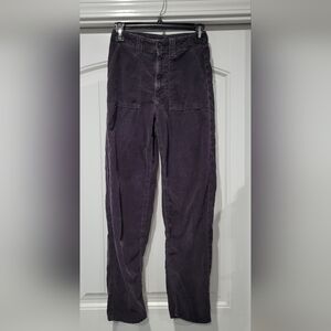 American Eagle Outfitters Corduroy Straight Leg Pants in Navy Blue